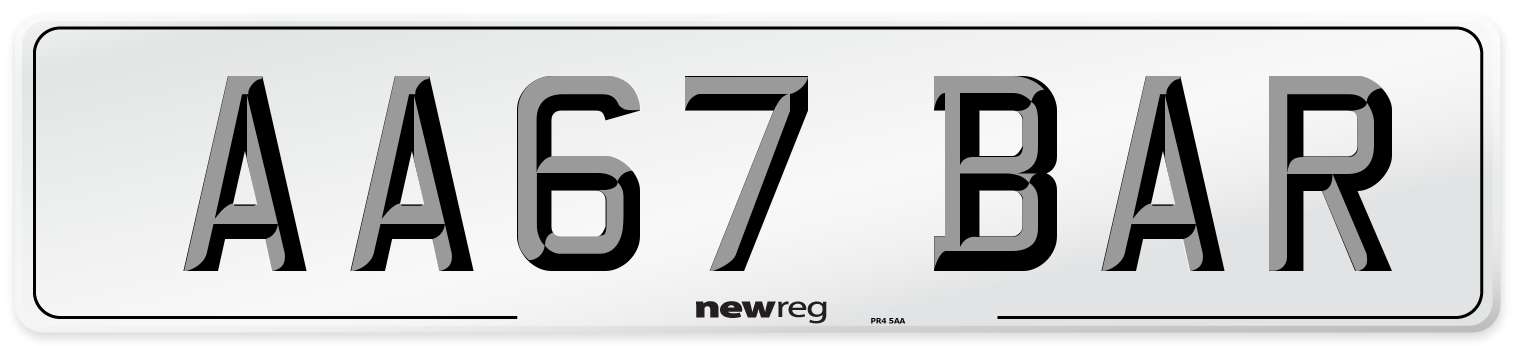 AA67 BAR Number Plate from New Reg